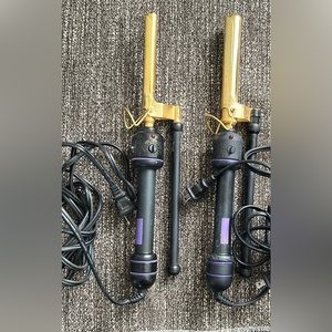two marcel curling irons, hot tools professional hair stylist